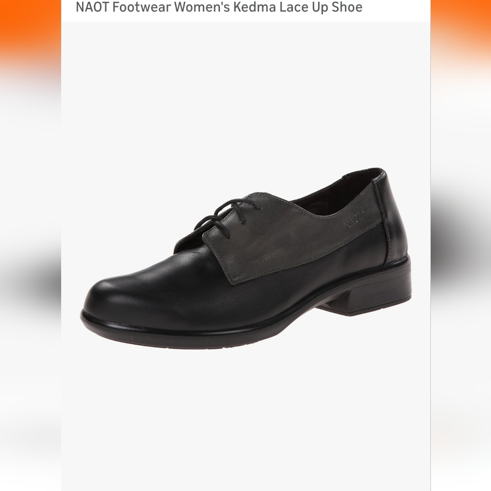 Naot Women's Kedma Black and Gray Lace-Up Oxfords Sz 38/7.5